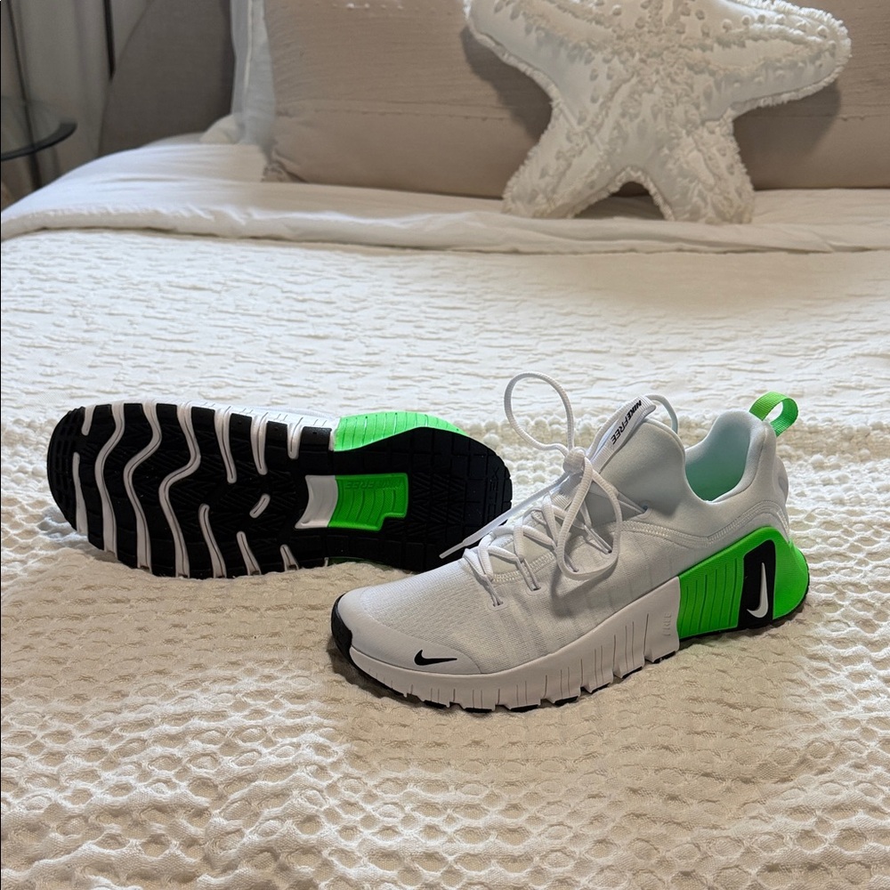 Nike White and Neon Green Sneakers